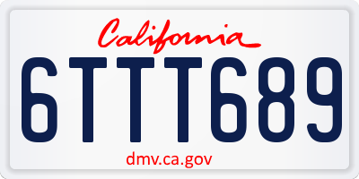 CA license plate 6TTT689