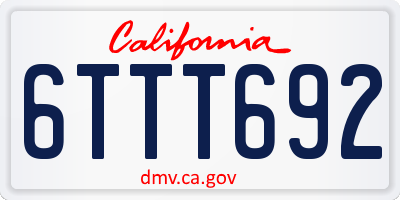 CA license plate 6TTT692