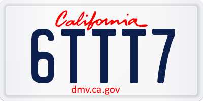 CA license plate 6TTT7