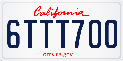 CA license plate 6TTT700