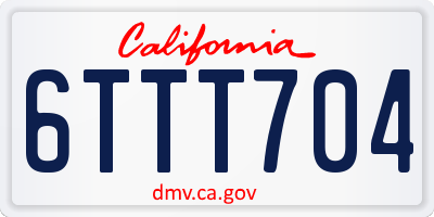 CA license plate 6TTT704