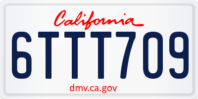 CA license plate 6TTT709