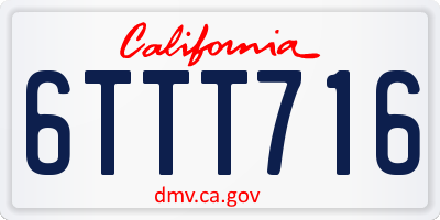 CA license plate 6TTT716