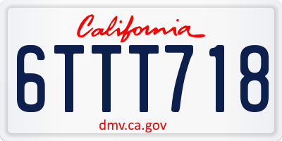 CA license plate 6TTT718