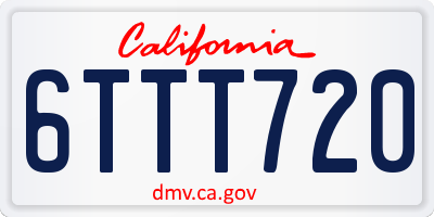 CA license plate 6TTT720