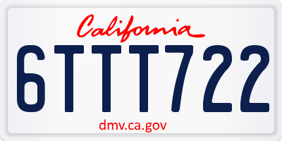 CA license plate 6TTT722