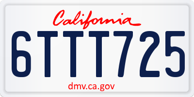 CA license plate 6TTT725
