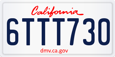 CA license plate 6TTT730
