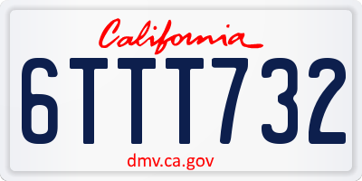 CA license plate 6TTT732