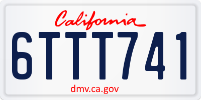 CA license plate 6TTT741