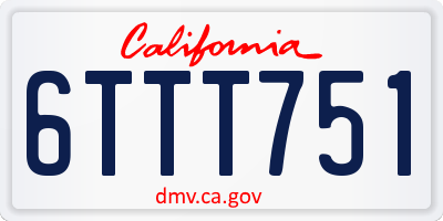 CA license plate 6TTT751