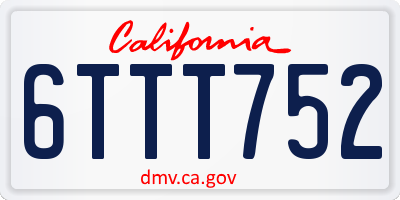 CA license plate 6TTT752