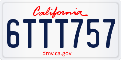 CA license plate 6TTT757