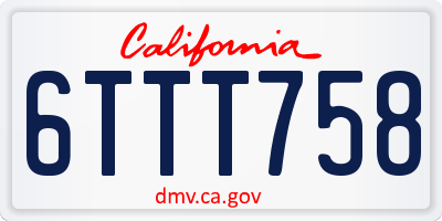 CA license plate 6TTT758