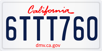 CA license plate 6TTT760
