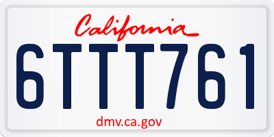 CA license plate 6TTT761