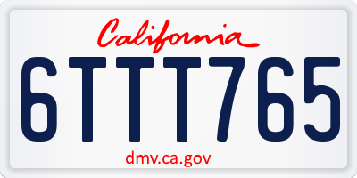 CA license plate 6TTT765