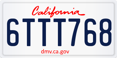 CA license plate 6TTT768