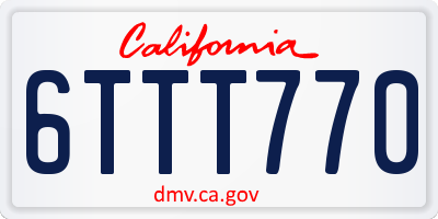 CA license plate 6TTT770