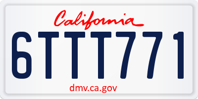 CA license plate 6TTT771
