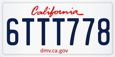 CA license plate 6TTT778