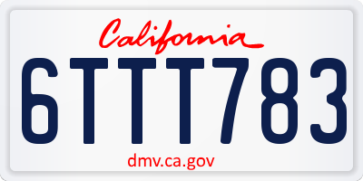 CA license plate 6TTT783