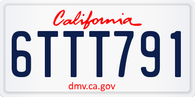 CA license plate 6TTT791