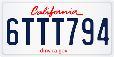 CA license plate 6TTT794