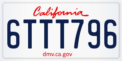 CA license plate 6TTT796