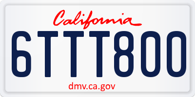 CA license plate 6TTT800
