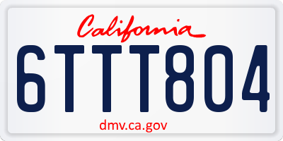 CA license plate 6TTT804
