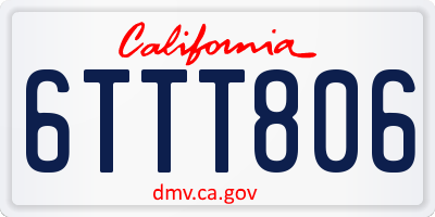 CA license plate 6TTT806