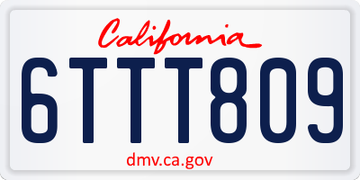 CA license plate 6TTT809