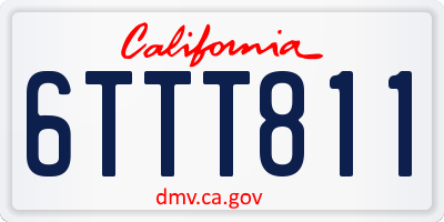 CA license plate 6TTT811