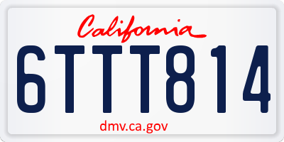CA license plate 6TTT814