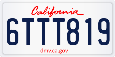 CA license plate 6TTT819