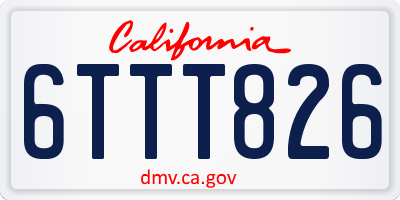 CA license plate 6TTT826