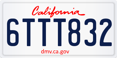 CA license plate 6TTT832