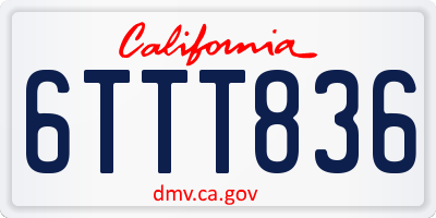 CA license plate 6TTT836
