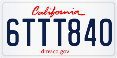 CA license plate 6TTT840