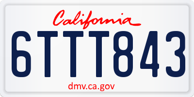 CA license plate 6TTT843