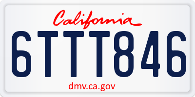 CA license plate 6TTT846