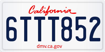CA license plate 6TTT852