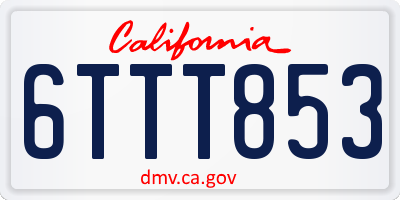 CA license plate 6TTT853