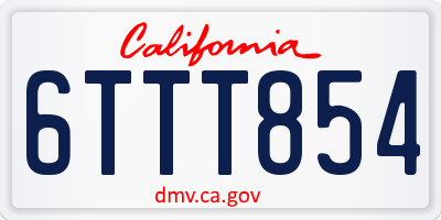 CA license plate 6TTT854