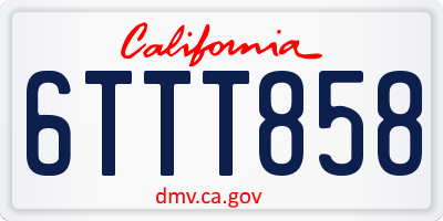 CA license plate 6TTT858