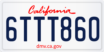CA license plate 6TTT860