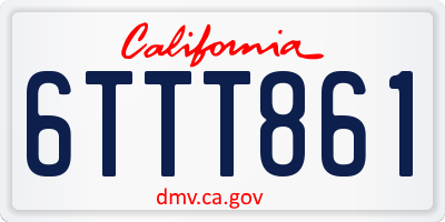 CA license plate 6TTT861