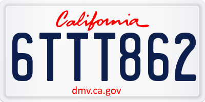 CA license plate 6TTT862