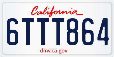 CA license plate 6TTT864